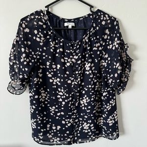 Madewell Navy Polka Dot Button Down Blouse
